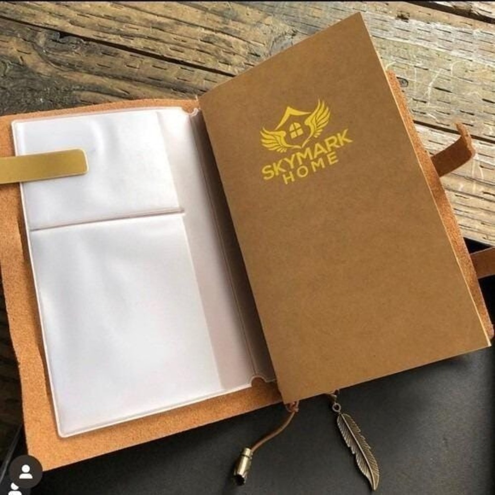 100% Genuine Leather Notebook Journal Gift Set Fountain Pen Brown 5x7in Gift Box - Picture 7 of 12